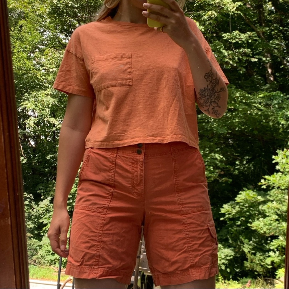 Everlane ReCotton Cropped Pocket Tee Melon Orange